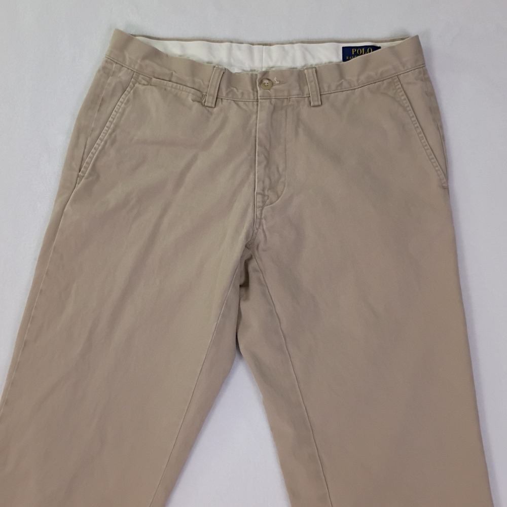 Polo Ralph Lauren Mens Slim Fit Chino Pants Tan Khaki Cotton 32x34 - Picture 14 of 16